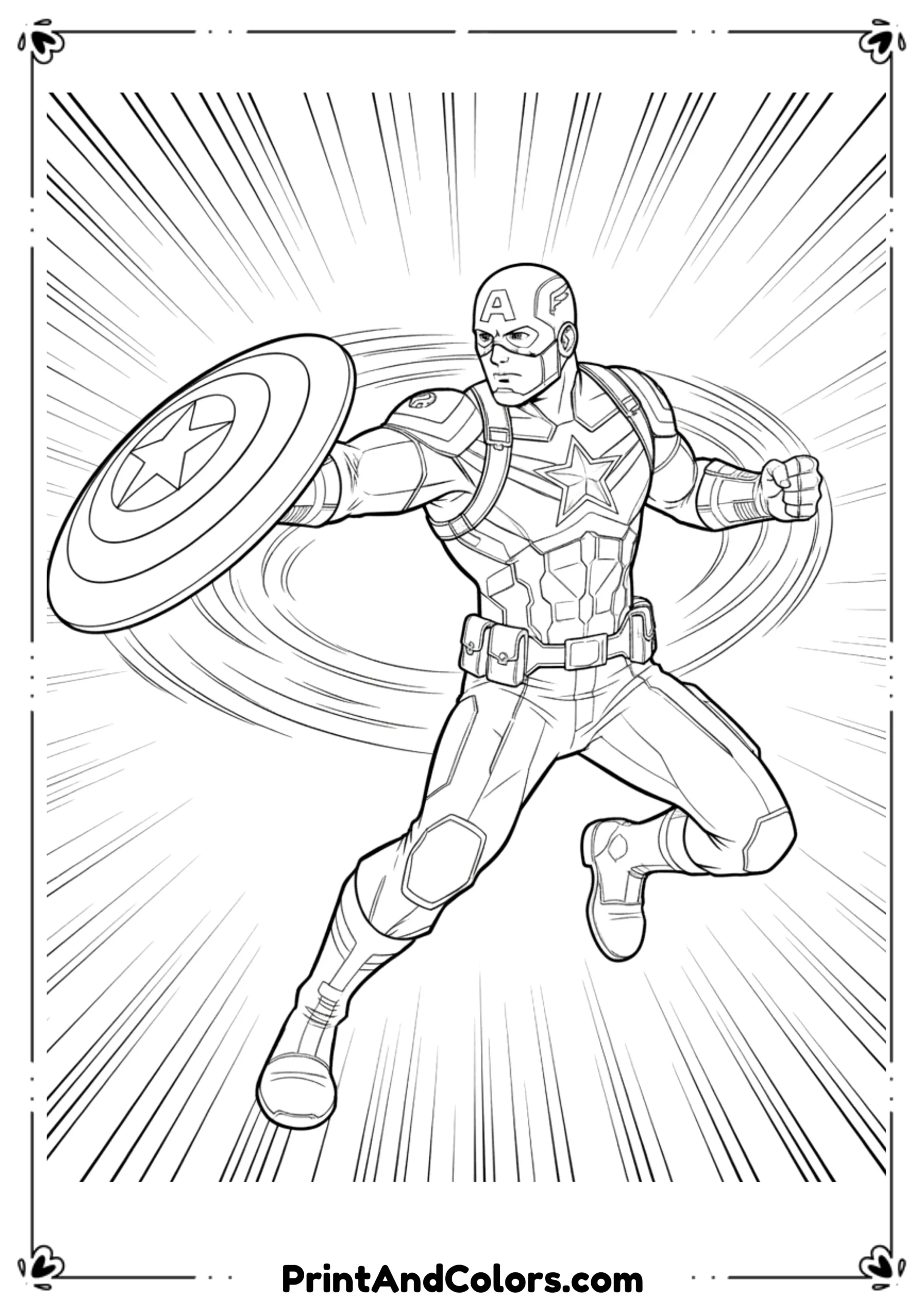 Captain America’s Shield Throw Coloring Pages
