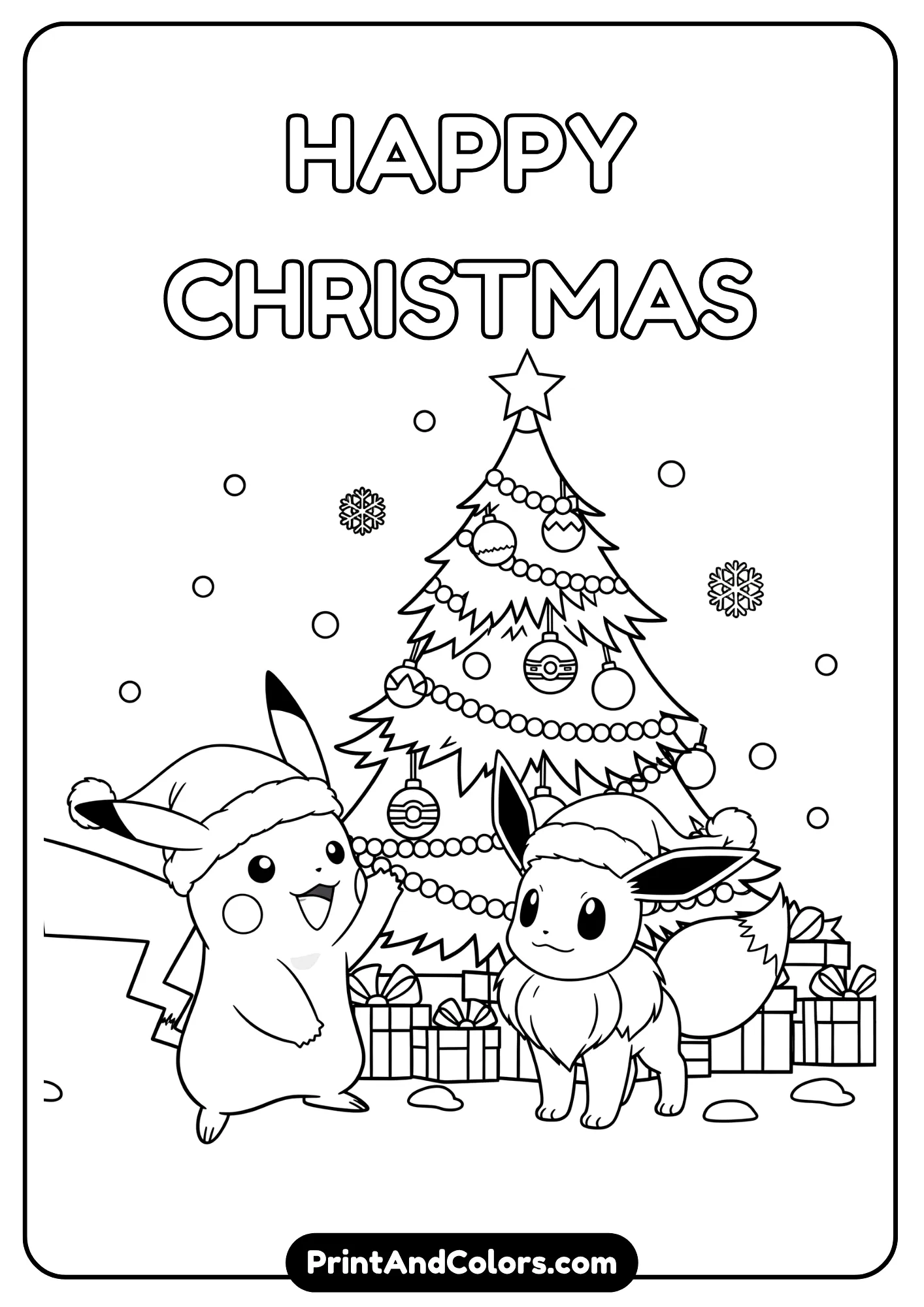 Christmas-themed Pokemon with Santa hats, holiday coloring fun