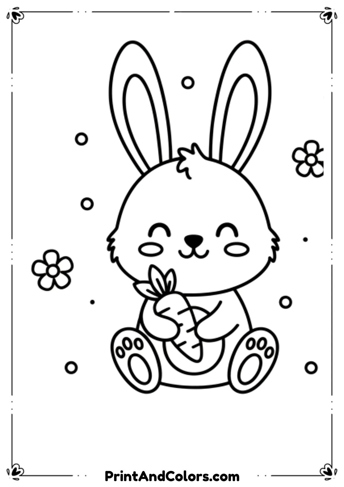  Simple and cute black and white drawings of Easter bunny, chick, and decorated egg.
