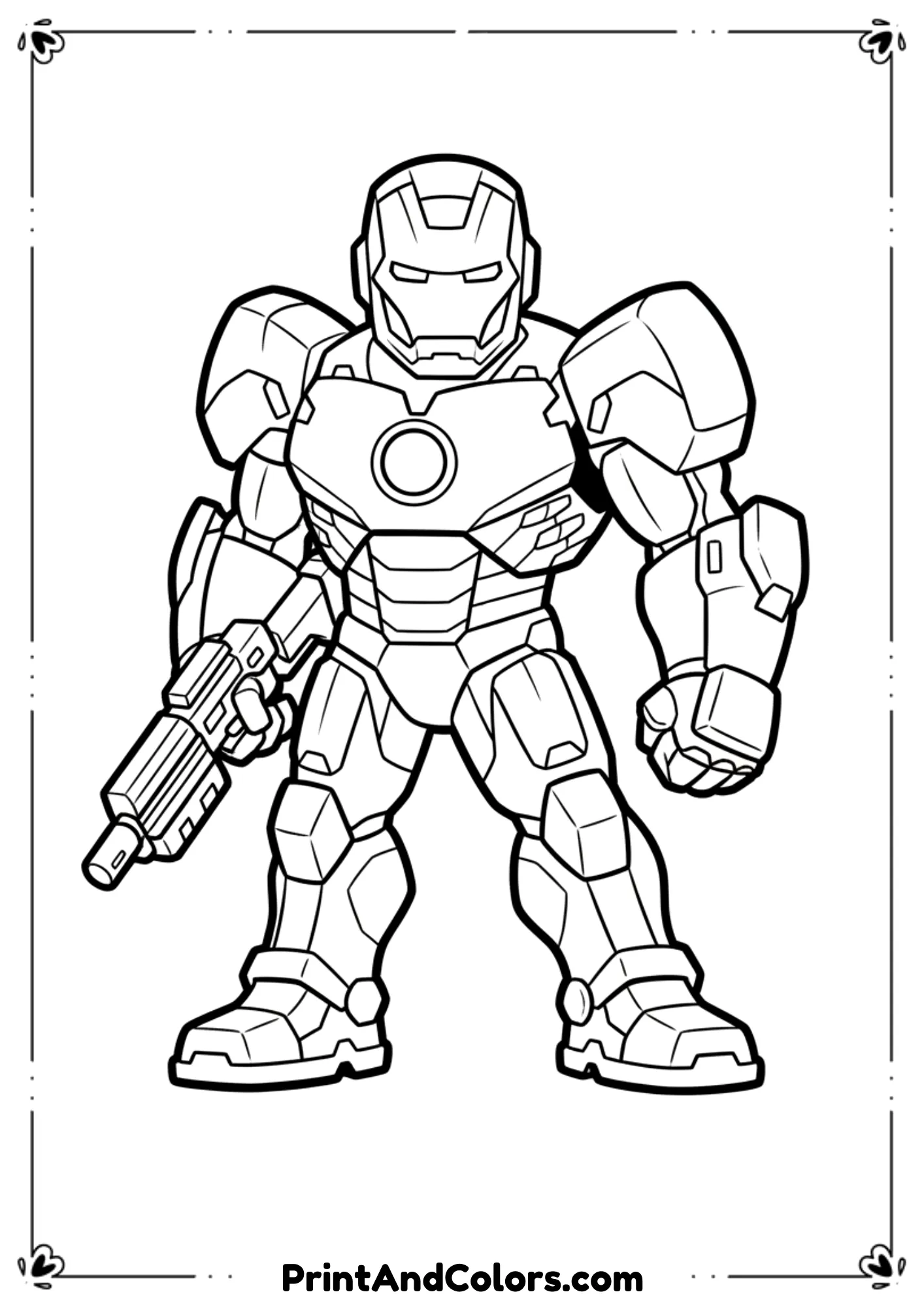 Outline art of Fortnite-style Iron Man skin, gaming-inspired design.
