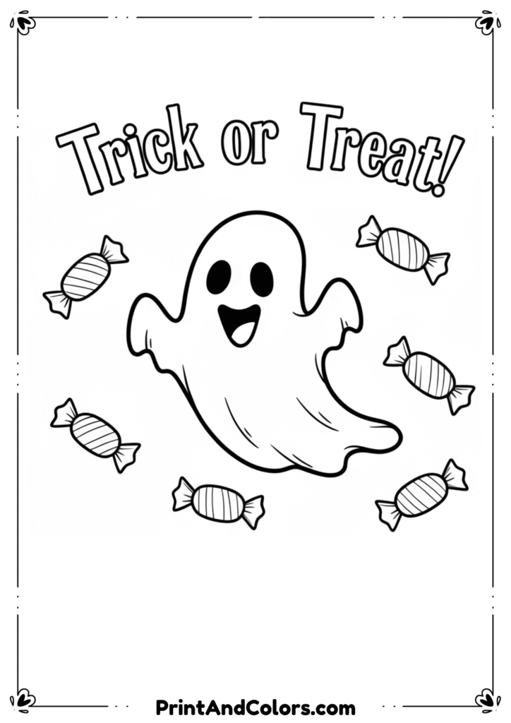 Black-and-white decorative Halloween invitation template with pumpkins, bats, and spooky borders