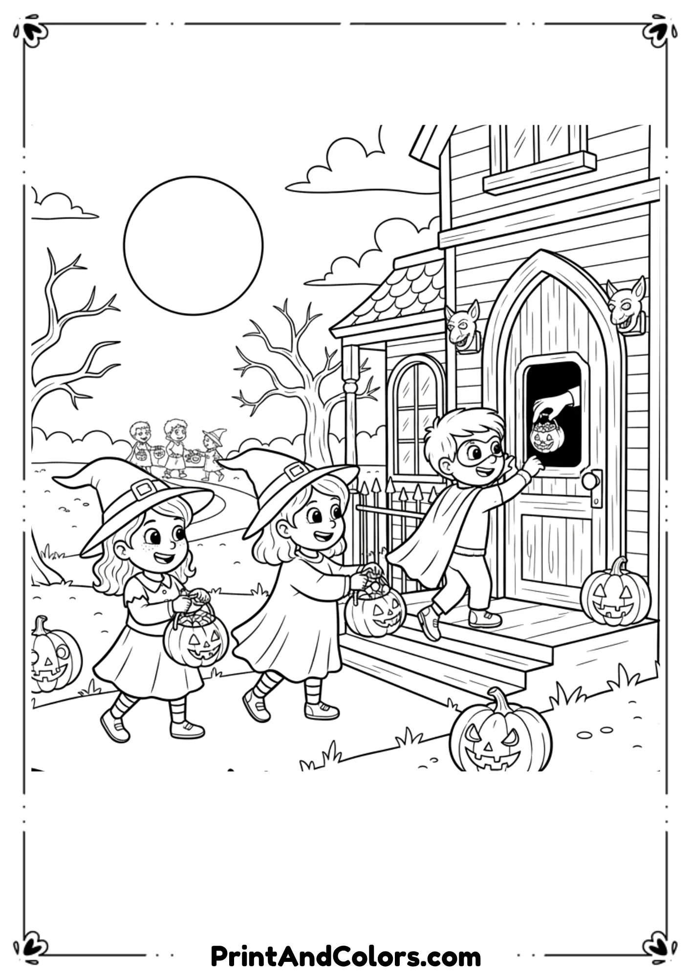 Halloween Trick-or-Treaters Coloring Pages

