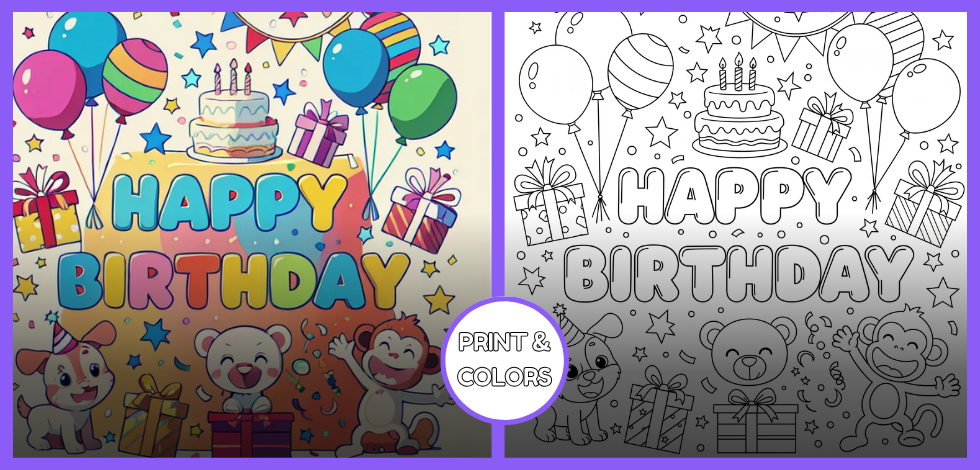 Happy Birthday Coloring Pages