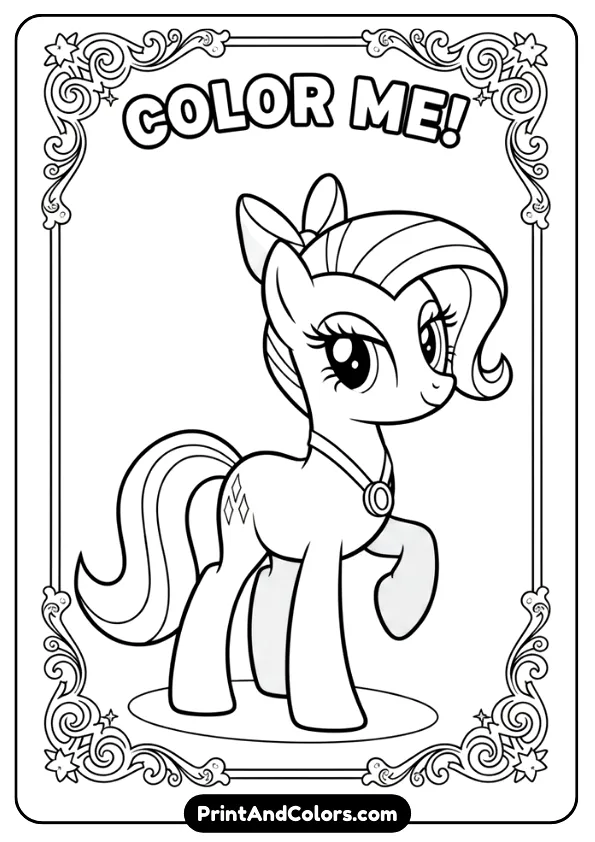black and white coloring page of Silver Spoon with confident pose and simple accessories. Clean bold outlines, no grayscale.