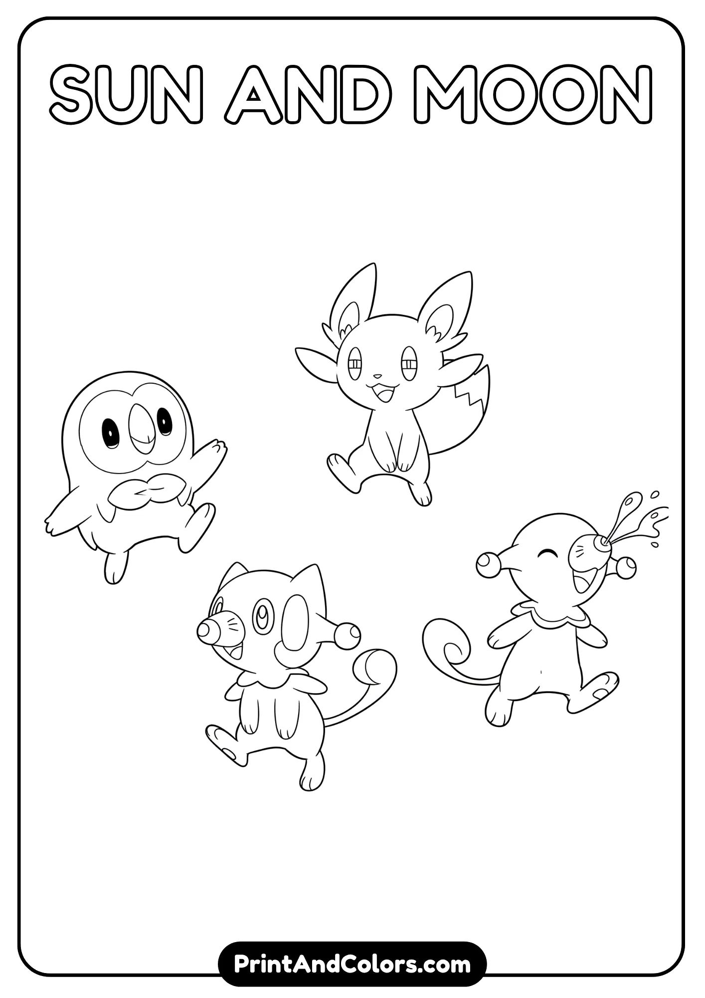 Alola region Pokemon in tropical Cute coloring pages

