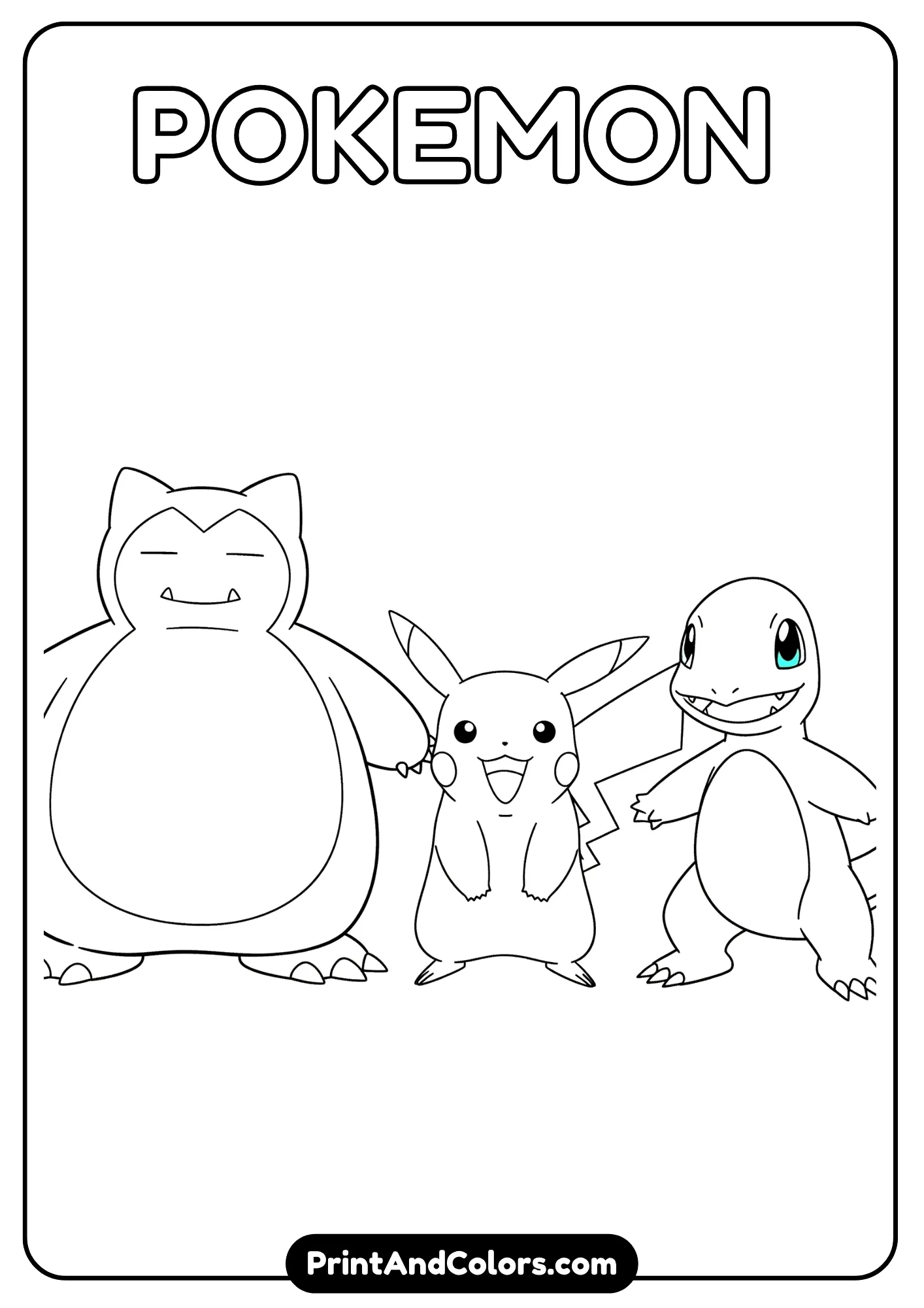 Classic Pokemon characters on a clean coloring sheet