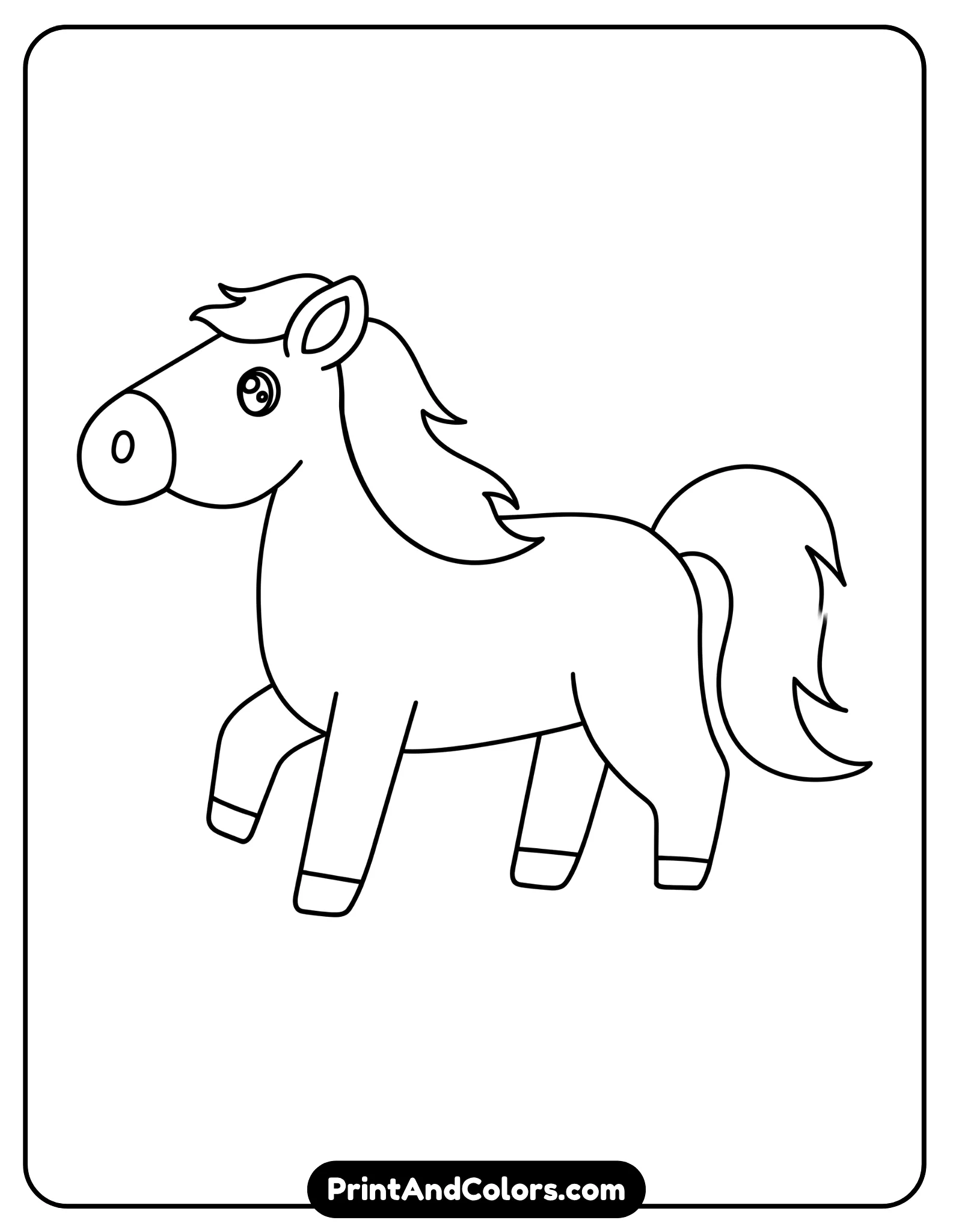 Printable horse drawing PDF showing the complete step-by-step horse drawing lesson arranged in sequence for kids and beginners to print, practice, trace, draw, and color