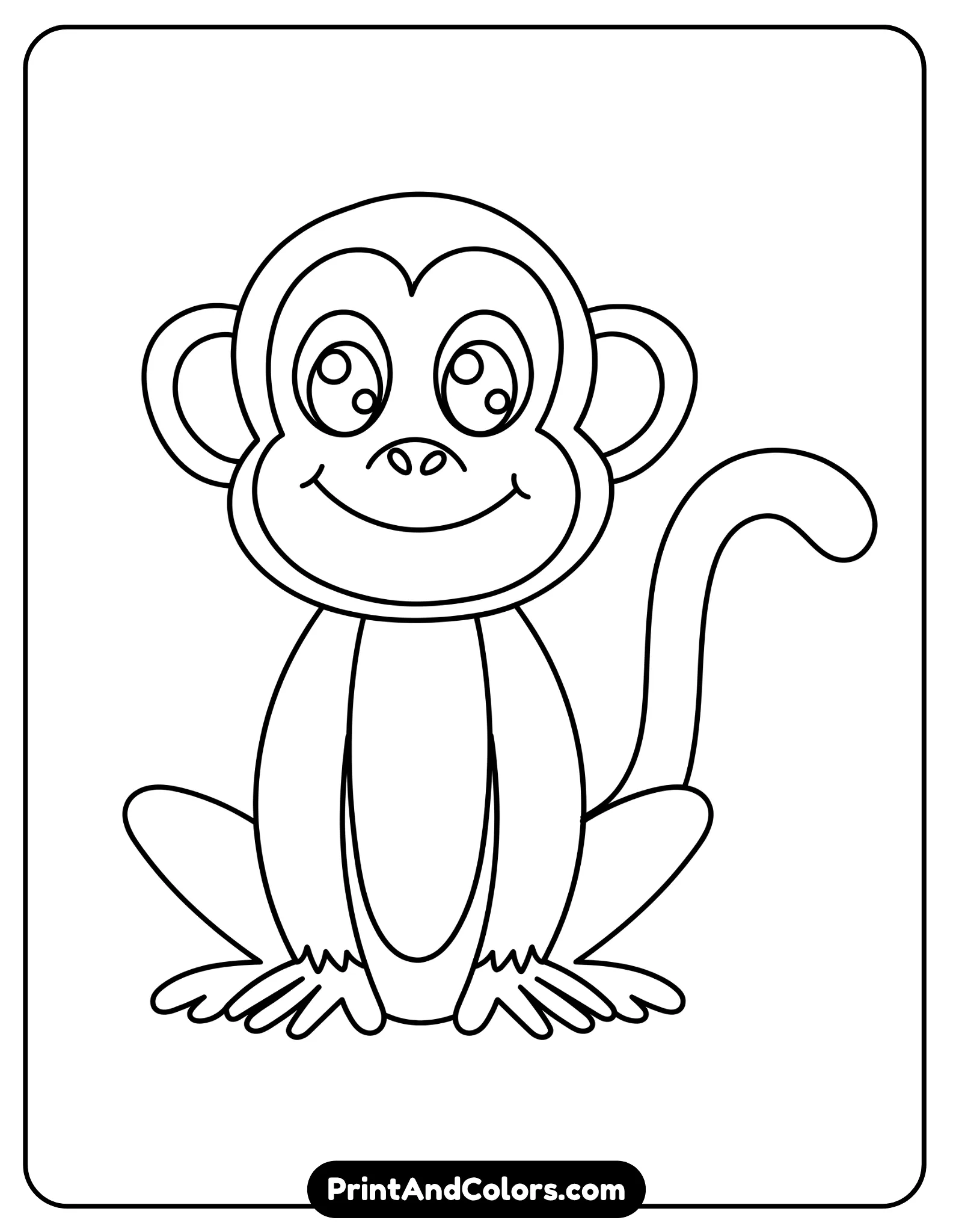Printable monkey drawing PDF book showing the complete sequence of monkey drawing steps from basic head guidelines to the finished monkey, designed for kids and beginners to practice drawing.