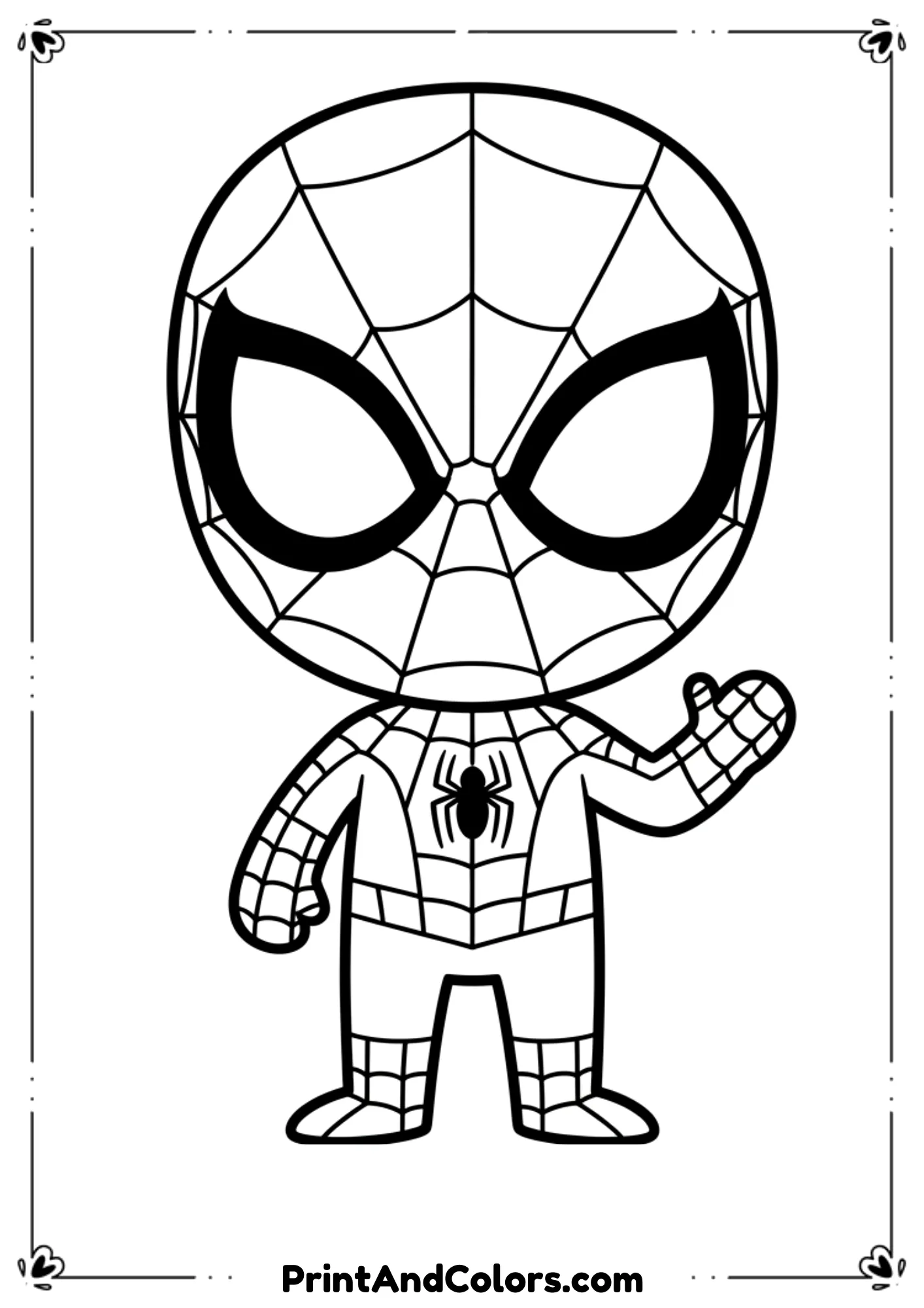 Simple Spider-Man outline with minimal details, designed for easy coloring.

