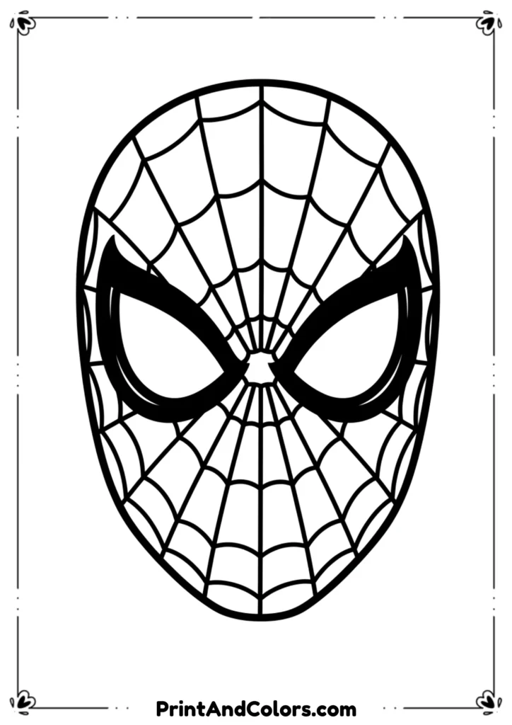 Simple close-up of Spider-Man’s face mask, detailed web patterns across the mask.