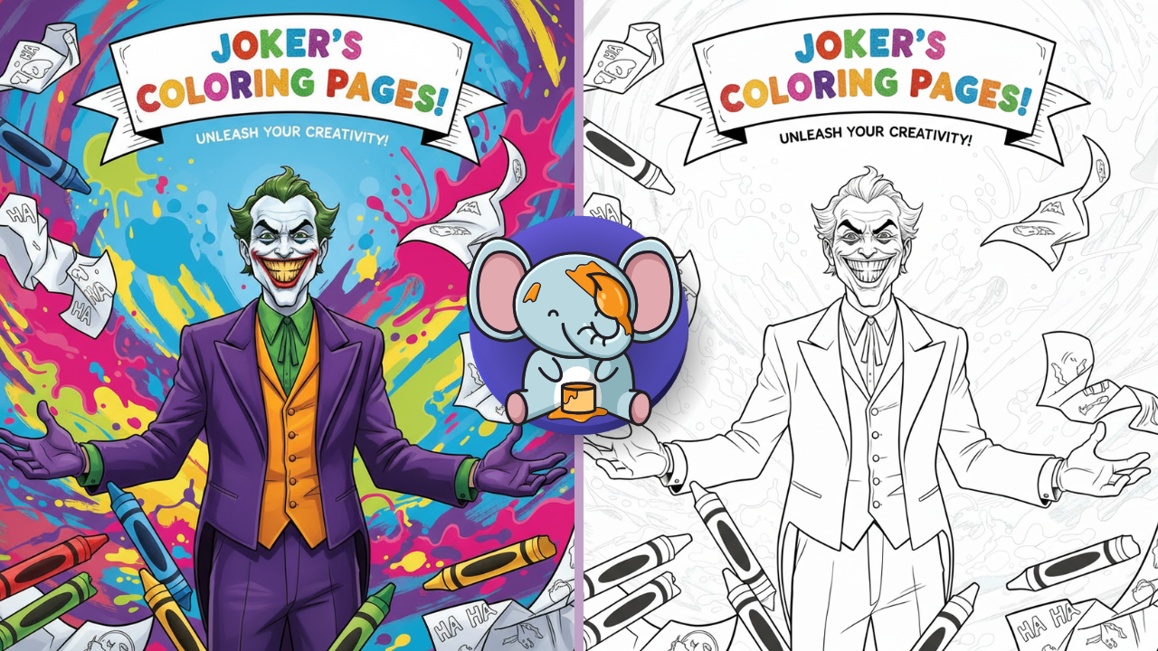 Vibrant feature image of Joker with colorful background, crayons, and playful artistic theme.