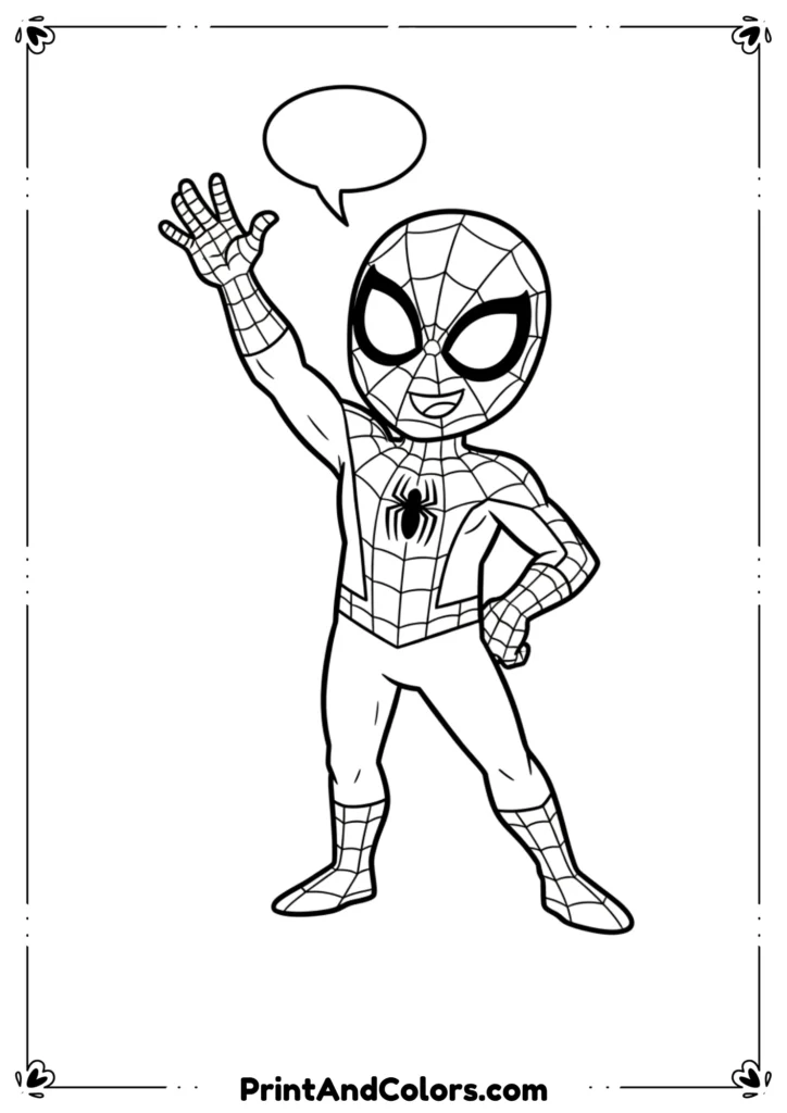 Spider-Man swinging next to Batman standing on a rooftop, bold superhero outlines.