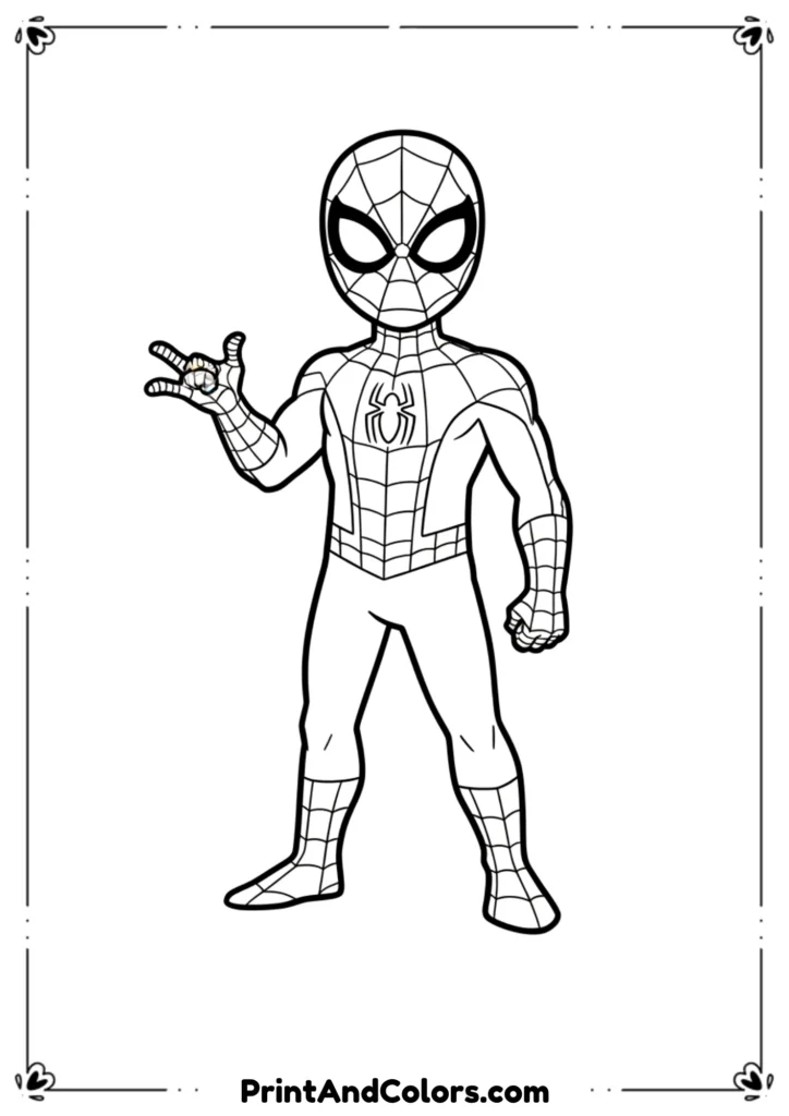 Simple Spider-Man outline with minimal details, designed for easy coloring.